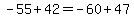 -55%2B42=+-60%2B47