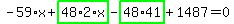-59%2Ax%2Bhighlight_green%28+48%2A2%2Ax+%29-highlight_green%28+48%2A41+%29%2B1487=0