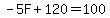 -5F%2B120=100