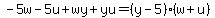 -5w-5u%2Bwy%2Byu=%28y-5%29%28w%2Bu%29