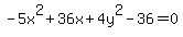 -5x%5E2%2B36x%2B4y%5E2-36=0