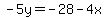 -5y=-28-4x