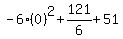 -6%280%29%5E2+%2B+121%2F6%2B51