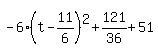 -6%28t-11%2F6%29%5E2+%2B+121%2F36%2B51