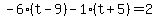 -6%28t-9%29-1%28t%2B5%29=2
