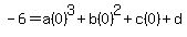 -6=a%280%29%5E3%2Bb%280%29%5E2%2Bc%280%29%2Bd