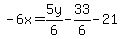 -6x=5y%2F6-33%2F6-21