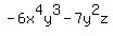 -6x%5E4y%5E3-7y%5E2z