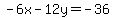 -6x-12y=-36