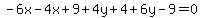 -6x-4x%2B9%2B4y%2B4%2B6y-9=0