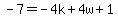 -7=-4k%2B4w%2B1