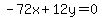 -72x%2B12y=0