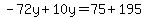 -72y%2B10y=75%2B195