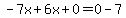 -7x%2B6x%2B0=0-7