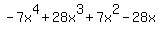 -7x%5E4%2B28x%5E3%2B7x%5E2-28x