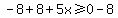 -8%2B8%2B5x%3E=0-8
