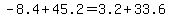 -8.4+%2B+45.2+=+3.2+%2B+33.6