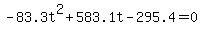 -83.3t%5E2+%2B+583.1t-295.4=0