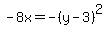 -8x=-%28y-3%29%5E2