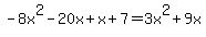 -8x%5E2-20x%2Bx%2B7=3x%5E2%2B9x