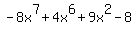 -8x%5E7+%2B+4x%5E6+%2B+9x%5E2+-+8