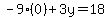 -9%280%29%2B3y=18