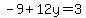 -9%2B12y=3