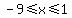 -9%3C=x%3C=1