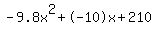 -9.8x%5E2%2B-10x%2B210