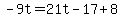 -9t=21t-17%2B8