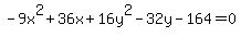 -9x%5E2%2B36x%2B16y%5E2-32y-164=0
