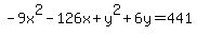 -9x%5E2-126x%2By%5E2%2B6y=441+