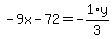 -9x-72=-1%2F3%2Ay