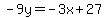 -9y=-3x%2B27
