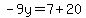 -9y=7%2B20