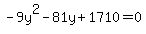 -9y%5E2-81y%2B1710=0
