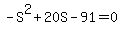 -S%5E2%2B20S-91=0