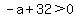 -a%2B32%3E0