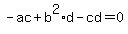 -ac%2Bb%5E2%2Ad-cd+=+0