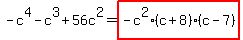 -c%5E4-c%5E3%2B56c%5E2=highlight%28-c%5E2%28c%2B8%29%28c-7%29%29