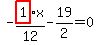 -highlight_red%28+1+%29%2F12%2Ax-19%2F2=0