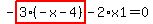 -highlight_red%28+3%2A%28-x-4%29+%29-2%2Ax1=0