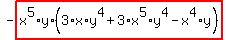 -highlight_red%28+x%5E5%2Ay%2A%283%2Ax%2Ay%5E4%2B3%2Ax%5E5%2Ay%5E4-x%5E4%2Ay%29+%29