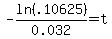 -ln%28.10625%29%2F0.032+=+t