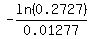 -ln%280.2727%29%2F0.01277