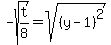 -sqrt%28t%2F8%29=sqrt%28%28y-1%29%5E2%29