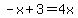 -x%2B3=4x