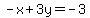 -x%2B3y=+-3