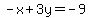 -x%2B3y=-9