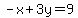 -x%2B3y=9